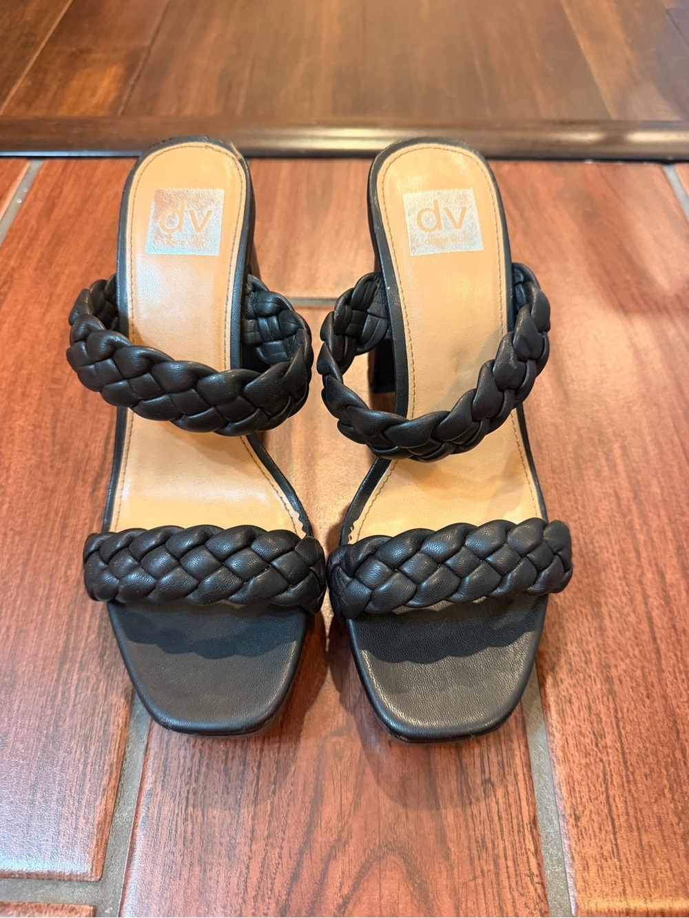 DV by Dolce Vita Black Braided Strap Heeled Sandals